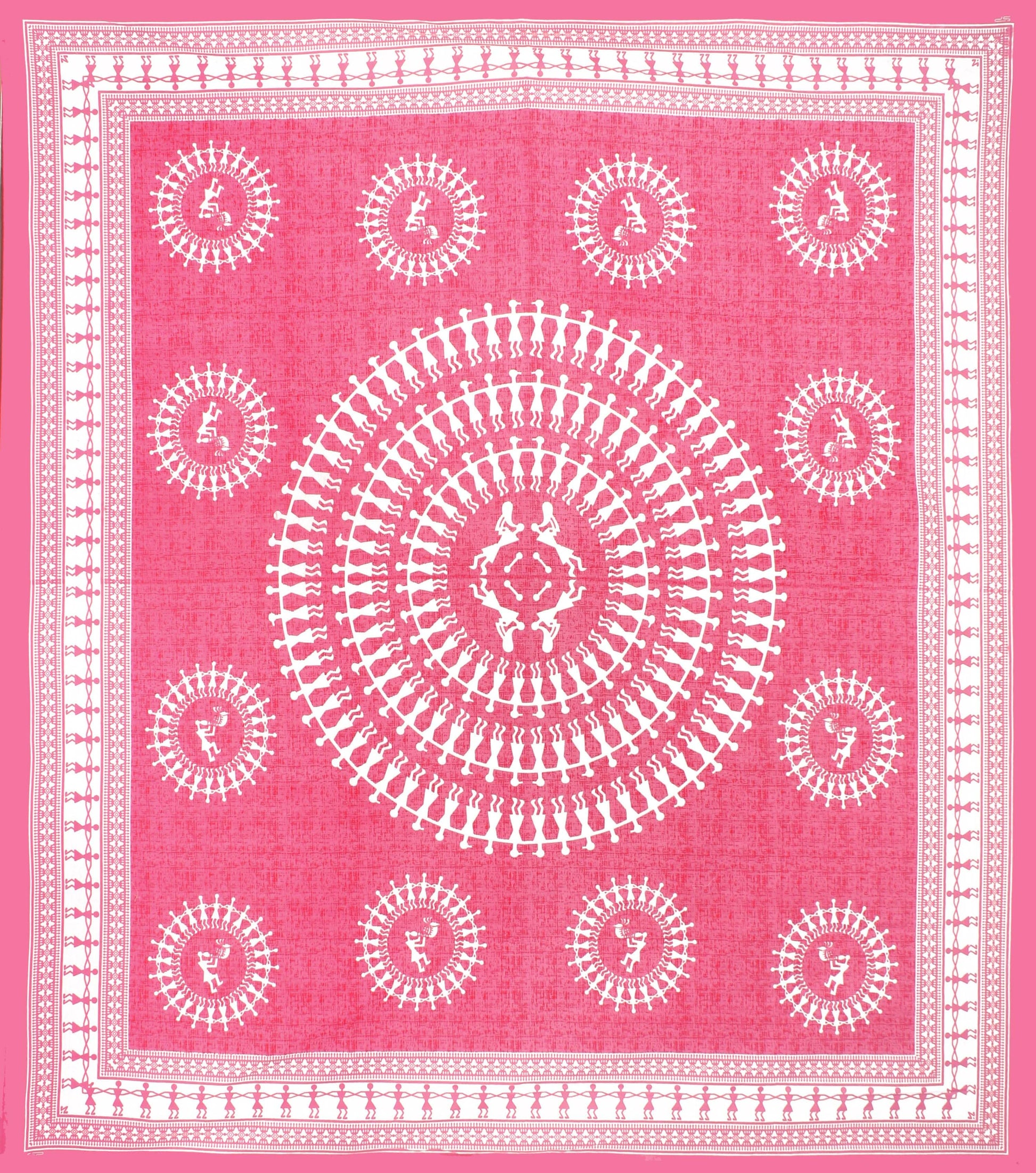 1 Cotton Double Printed Flat Bedsheet (Pack of 1, Pink)