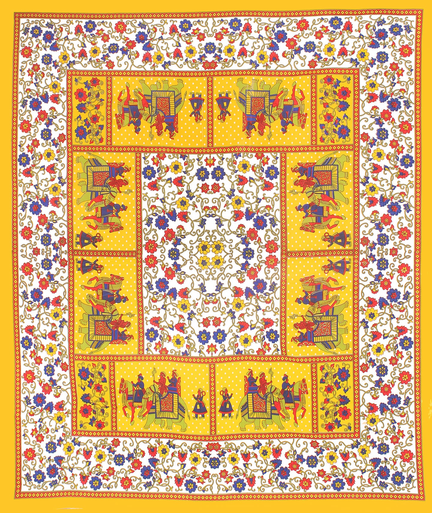 Jaipuri Prints Cotton Double Bedsheet (Yellow)