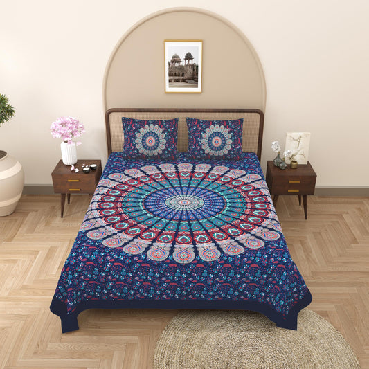 Rajasthan Royal Super Fine Cotton Block Print King Size Bedsheet