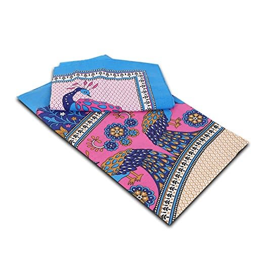 100% Cotton Printed Double Bedsheet (Blue)