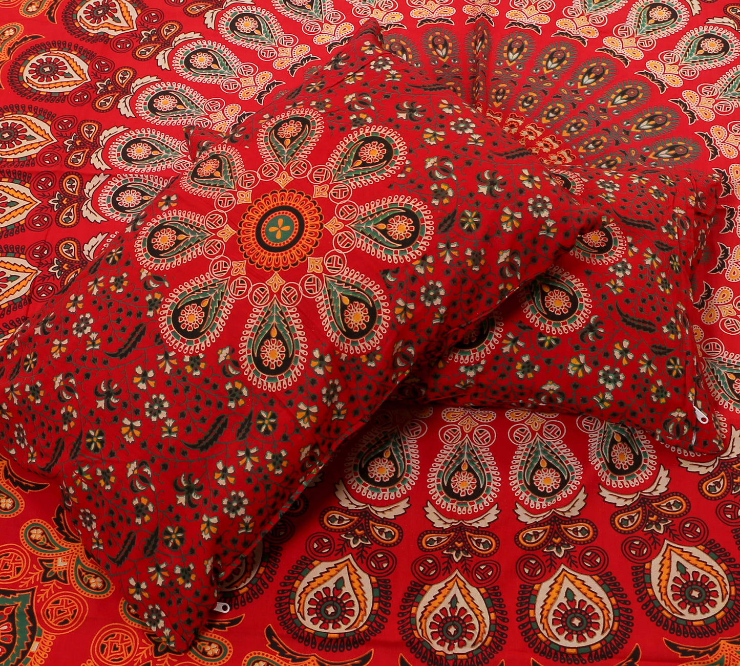 100% Cotton Printed King Bedsheet (Red)