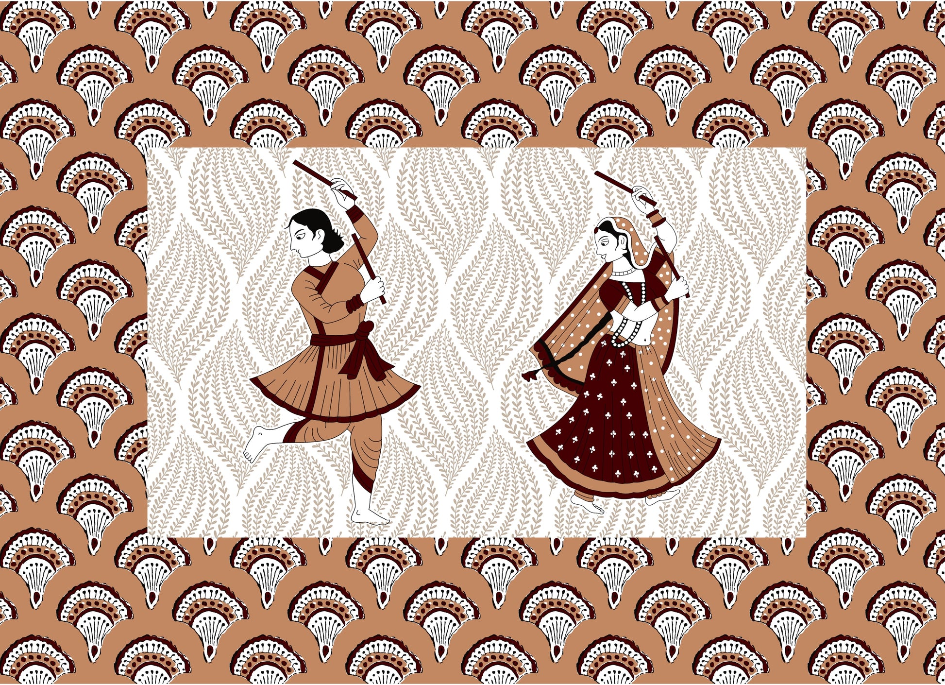 100% Cotton Printed Double Bedsheet (Brown)