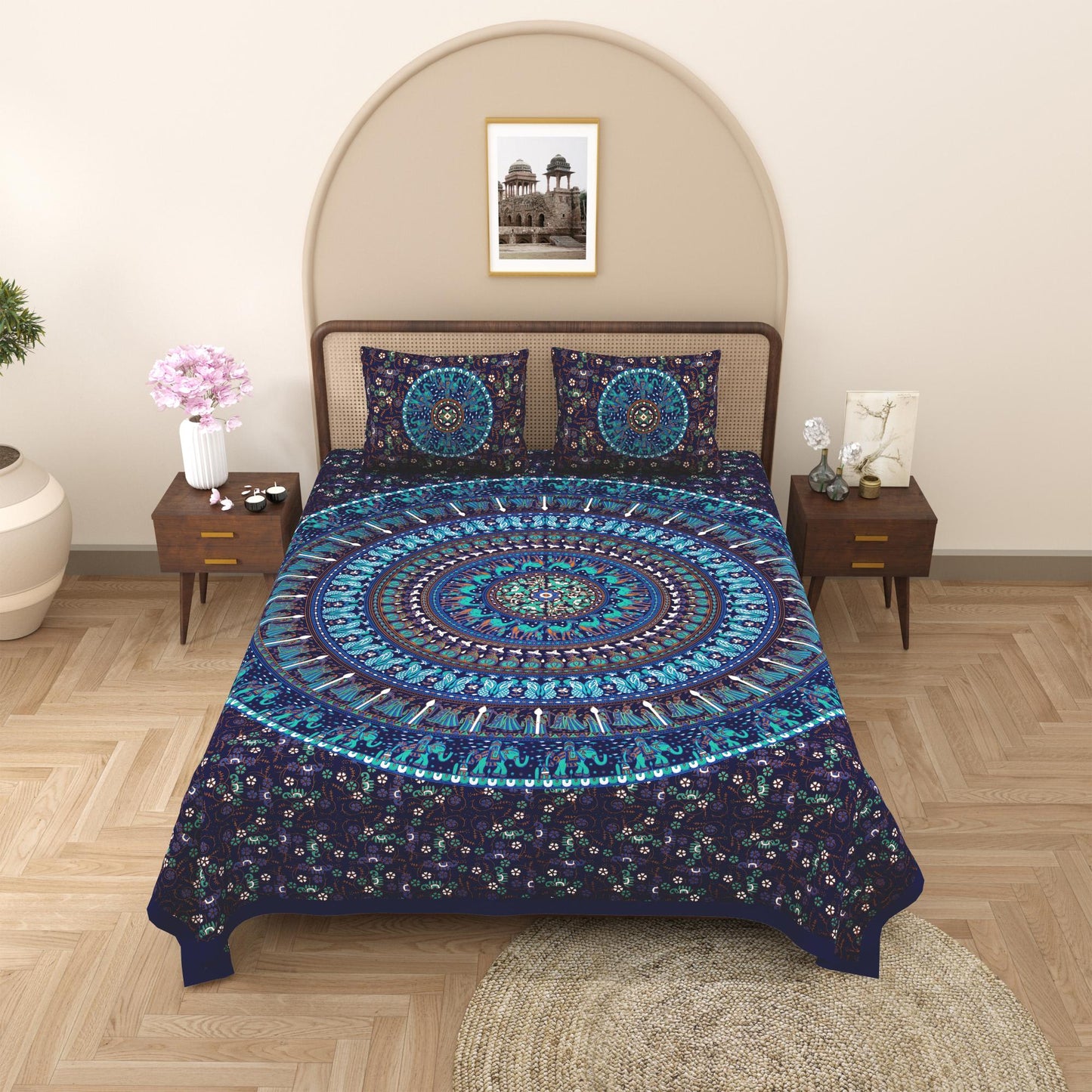 Rajasthan Royal Super Fine Cotton Block Print King Size Bedsheet