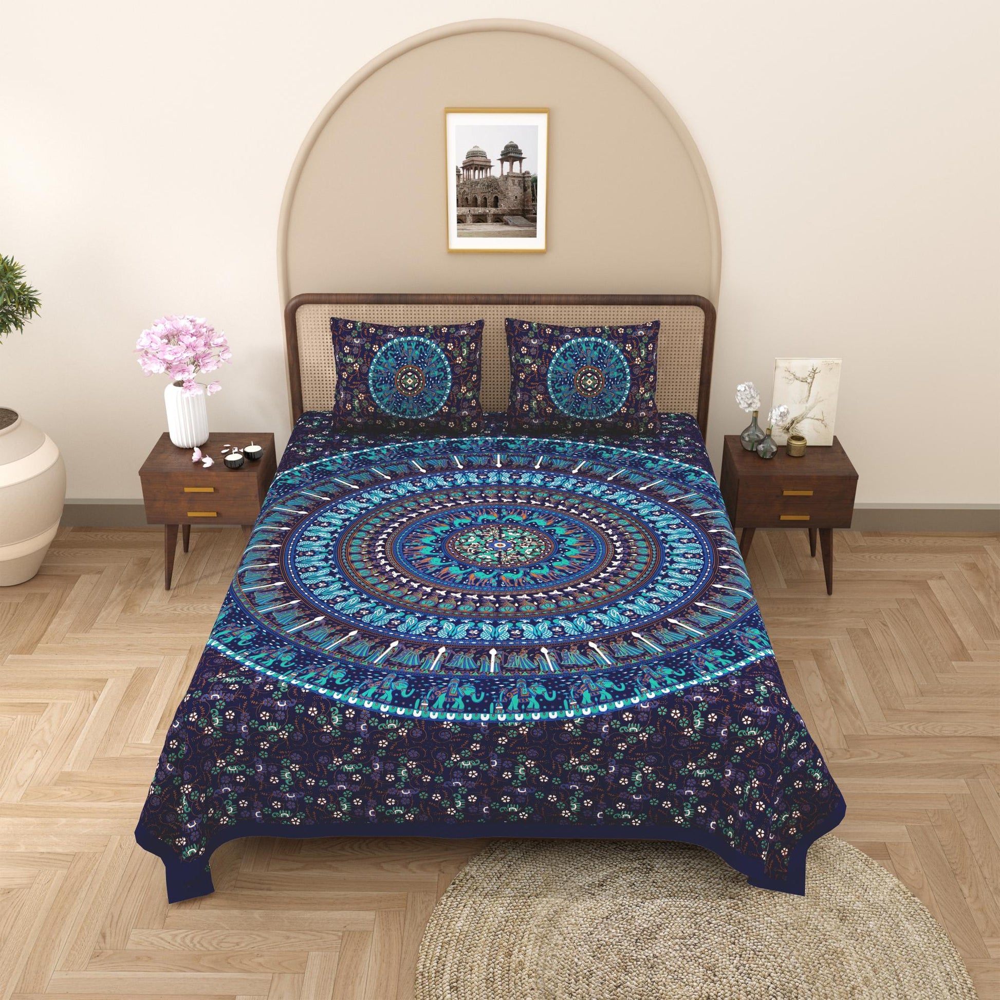 Rajasthan Royal Super Fine Cotton Block Print King Size Bedsheet