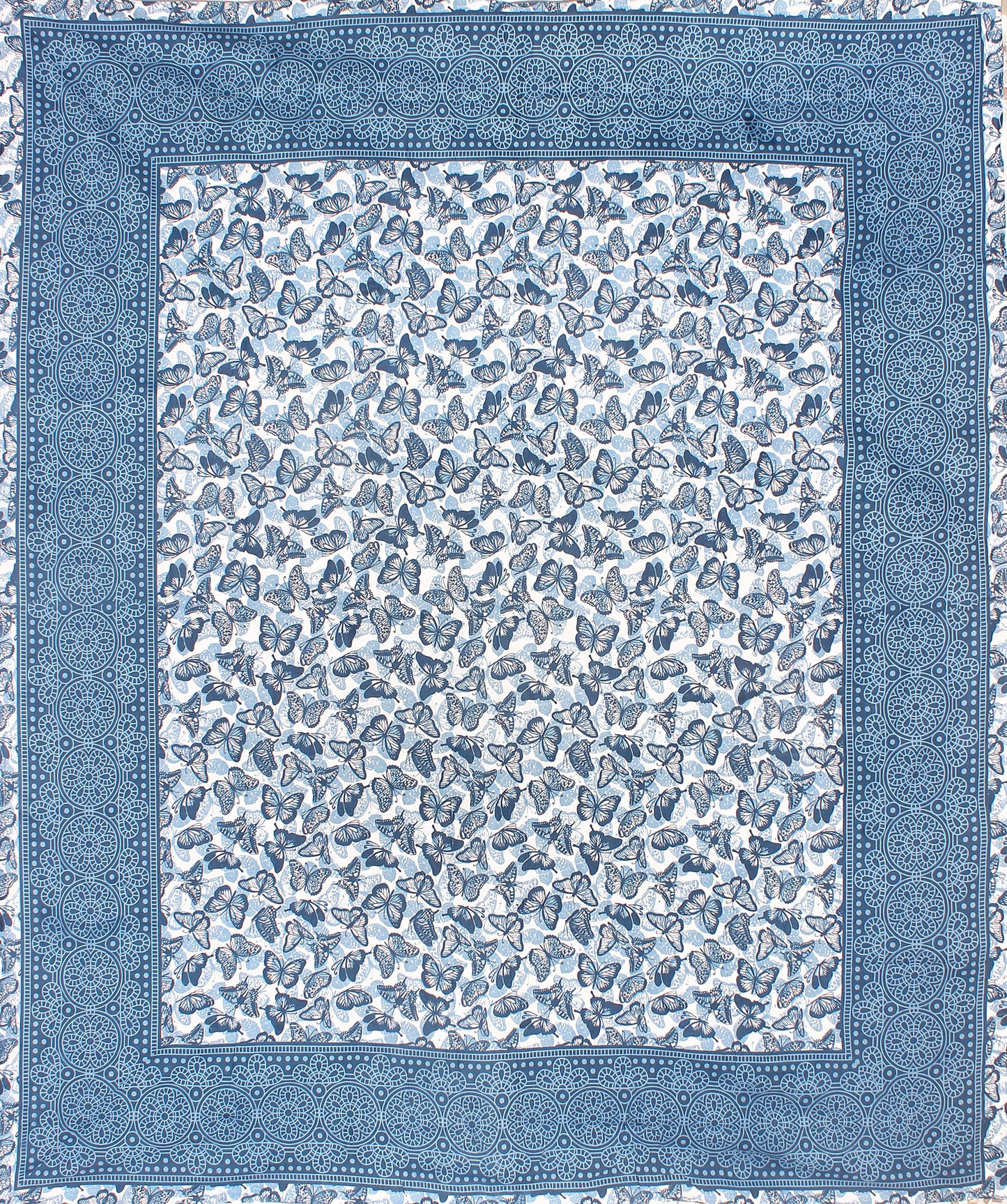 Jaipuri Prints Cotton Double Bedsheet (Blue)