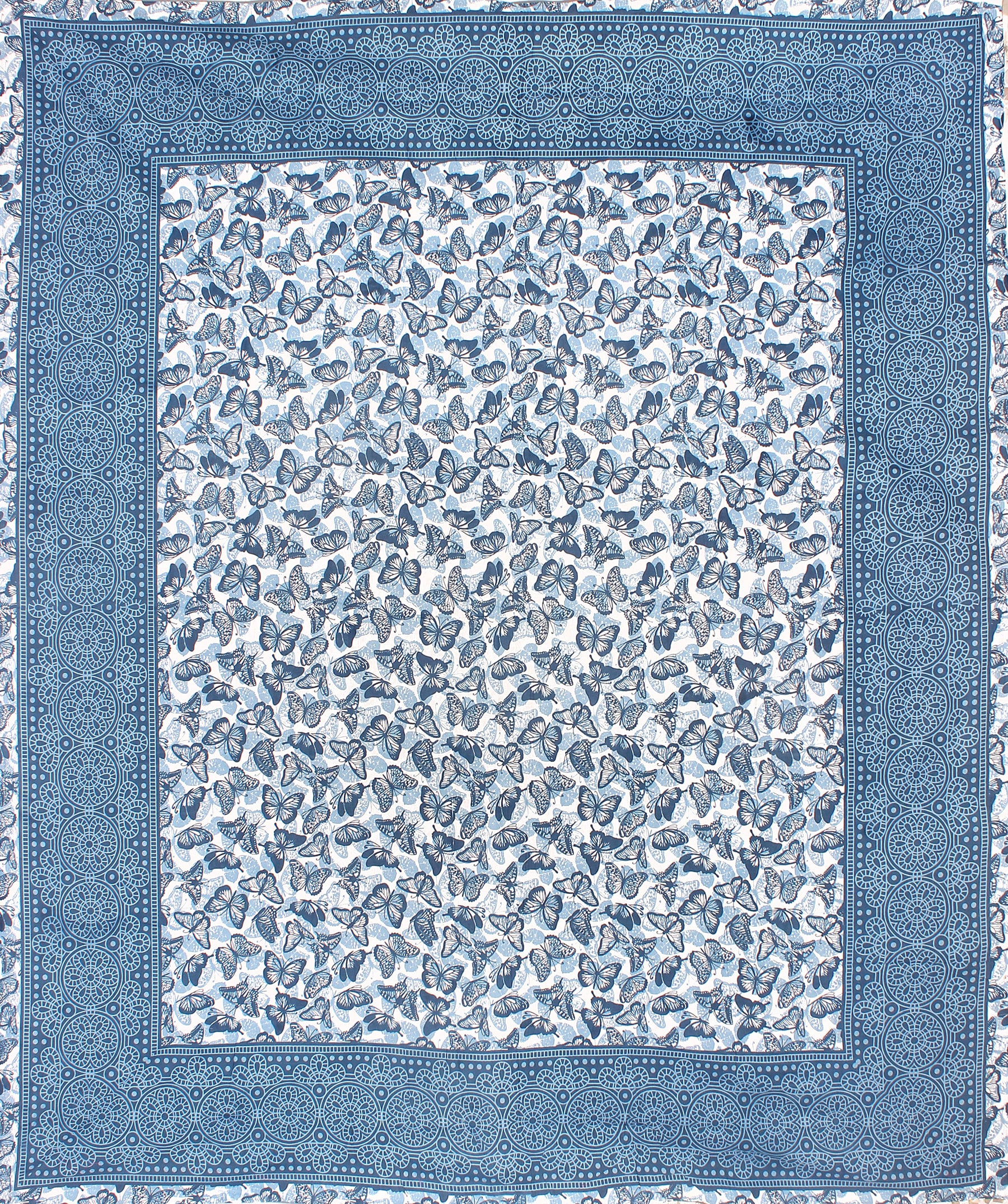 Jaipuri Prints Cotton Double Bedsheet (Blue)