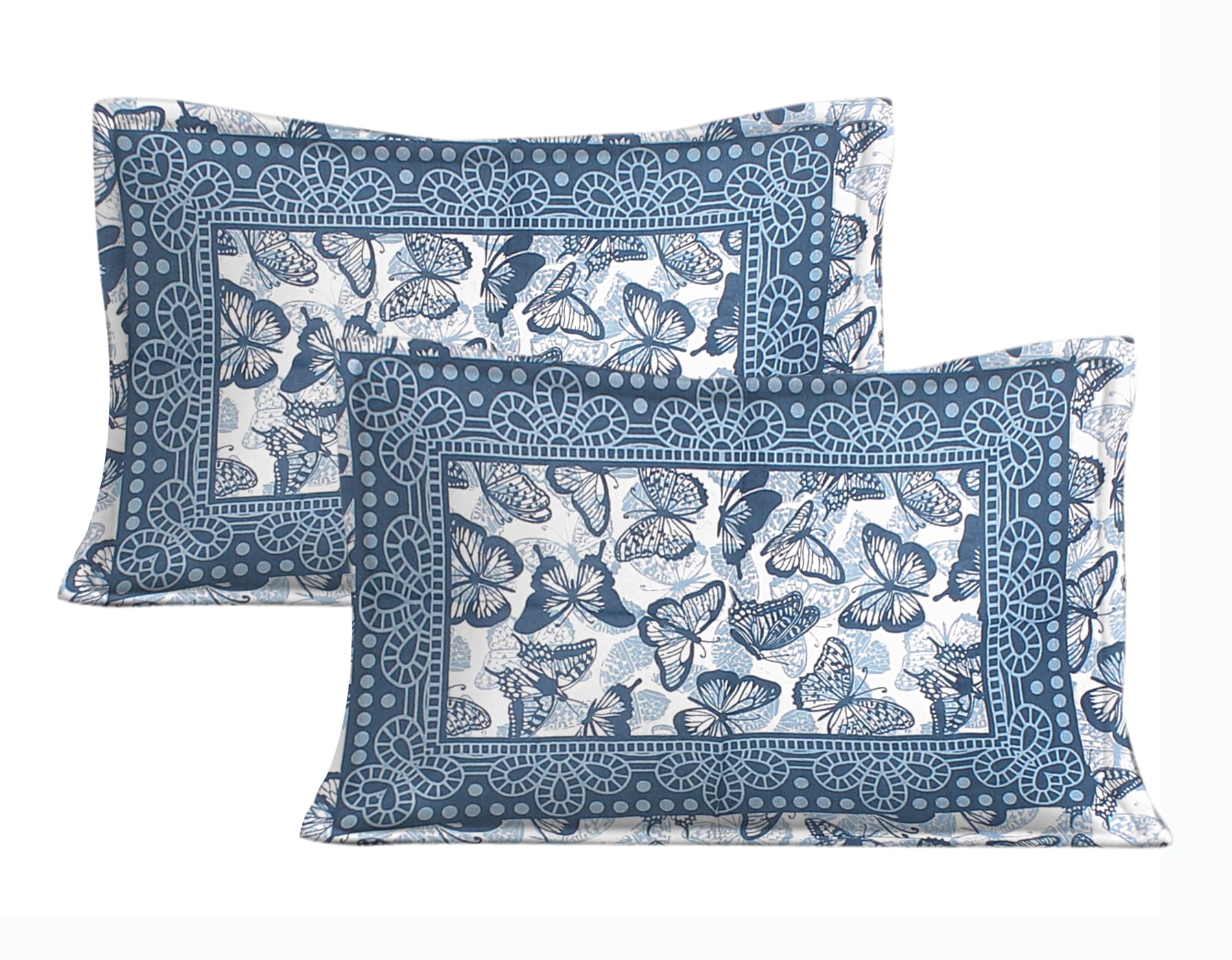 Jaipuri Prints Cotton Double Bedsheet (Blue)