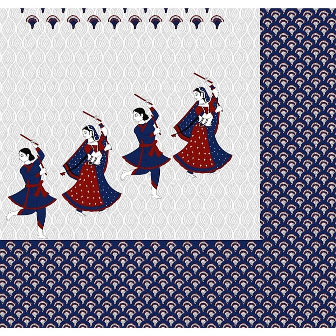 100% Cotton Printed Double Bedsheet (Blue)