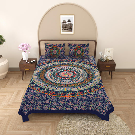 Rajasthan Royal Super Fine Cotton Block Print King Size Bedsheet