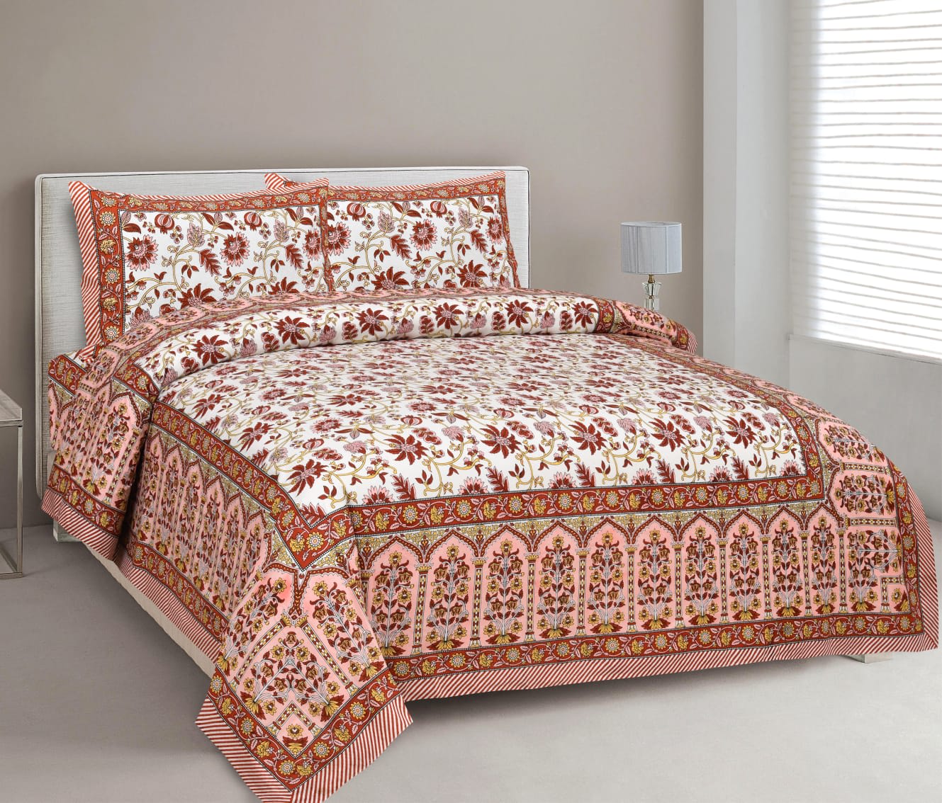 Rajasthan Royal Super Fine Cotton Block Print King Size Bedsheet