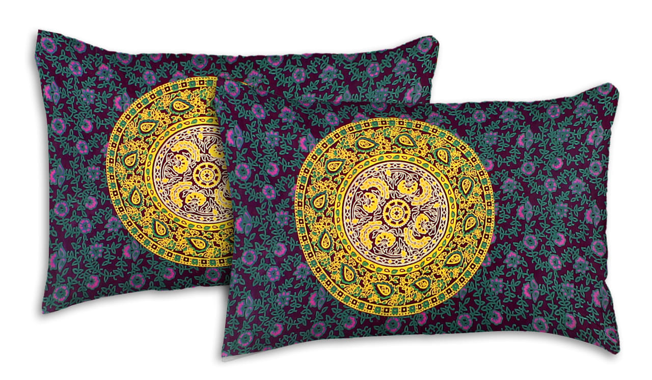 100% Cotton Printed King Bedsheet (Purple)