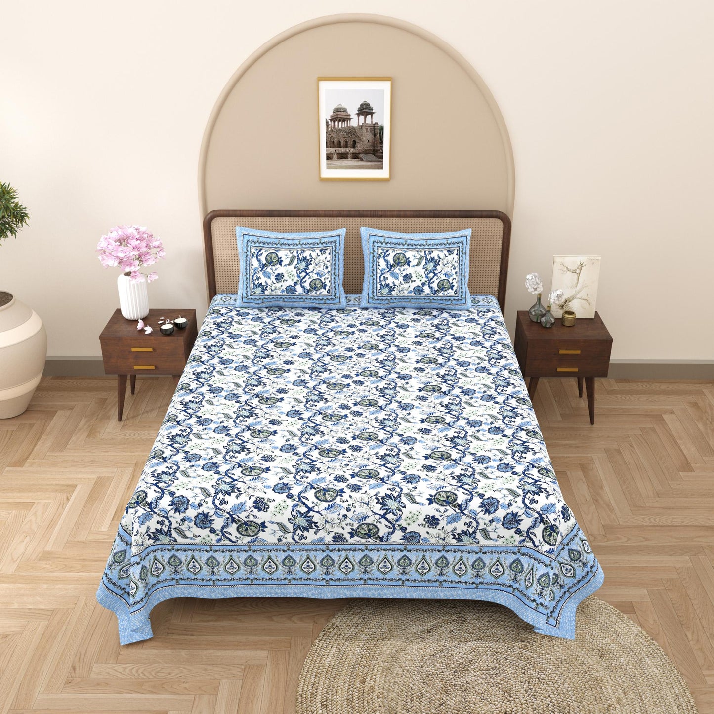 Rajasthan Royal Super Fine Cotton Block Print King Size Bedsheet