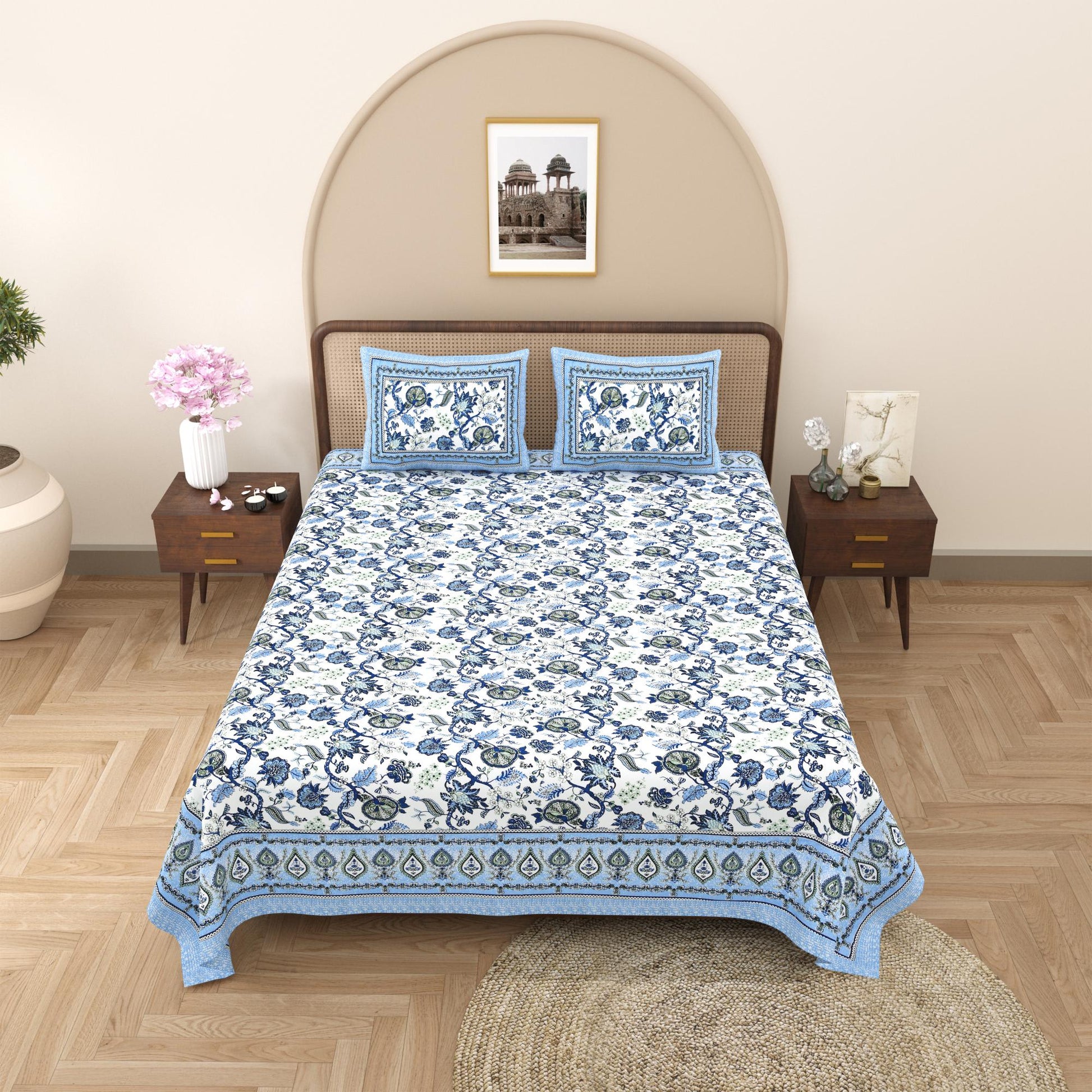 Rajasthan Royal Super Fine Cotton Block Print King Size Bedsheet