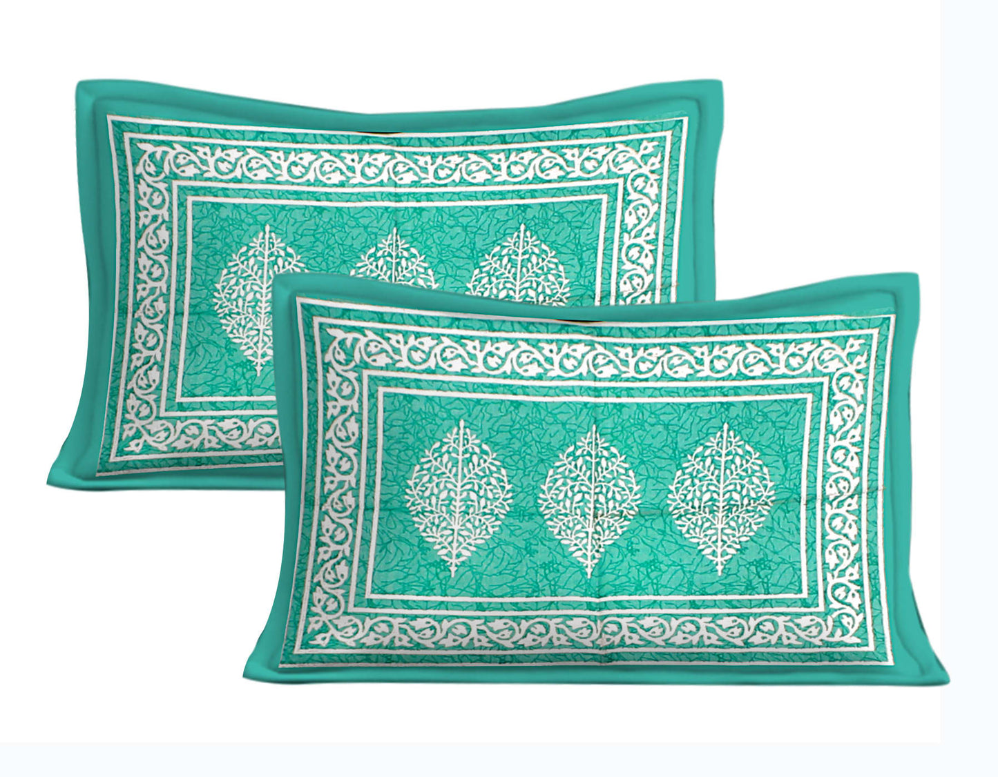 Jaipuri Prints Cotton Double Bedsheet (Seagreen)