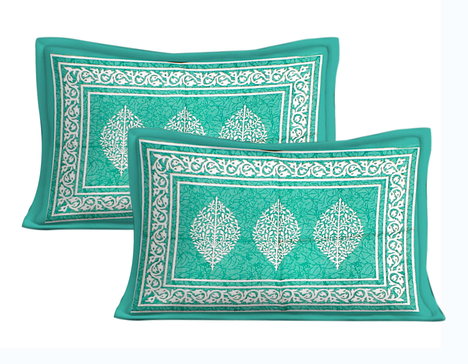 Jaipuri Prints Cotton Double Bedsheet (Seagreen)