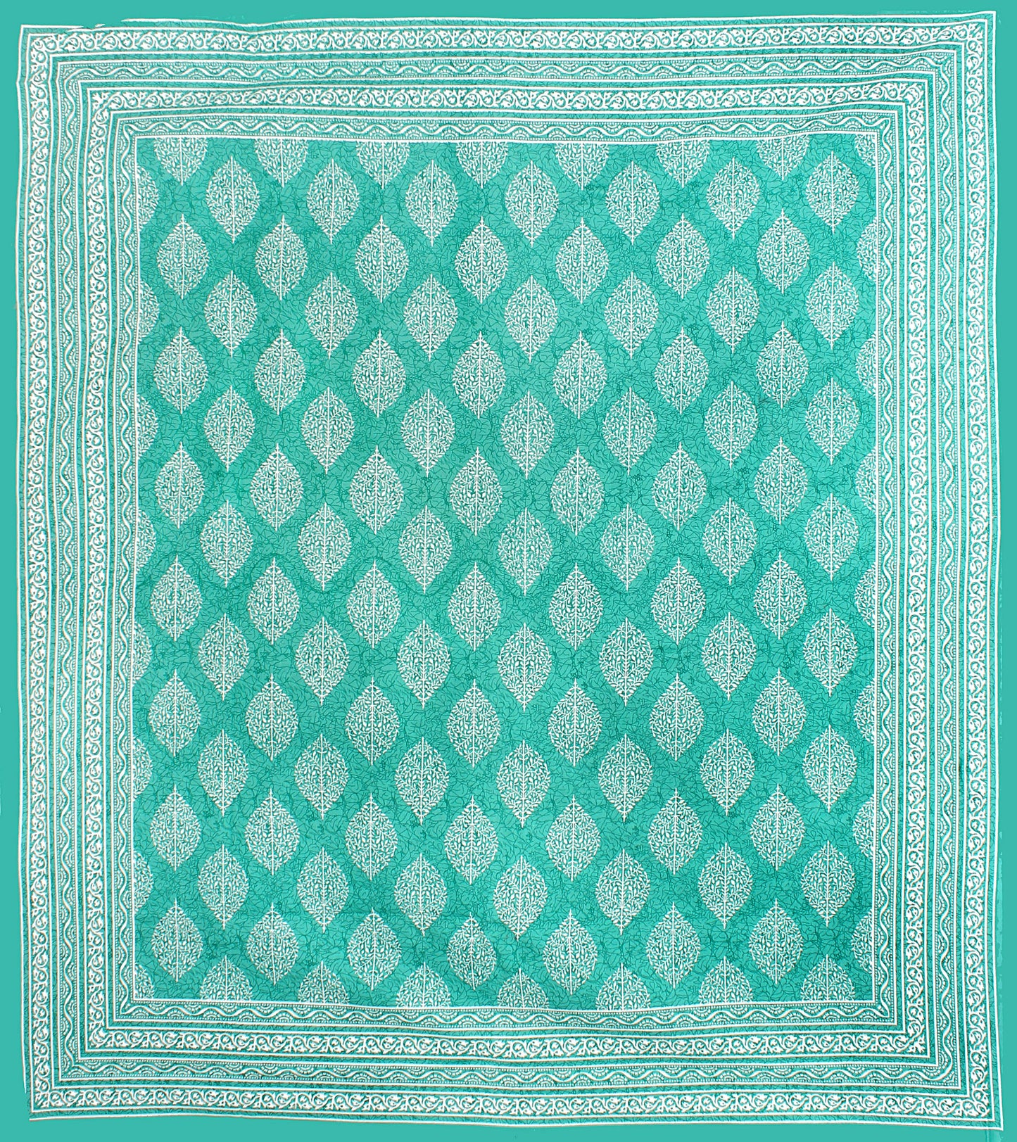 Jaipuri Prints Cotton Double Bedsheet (Seagreen)