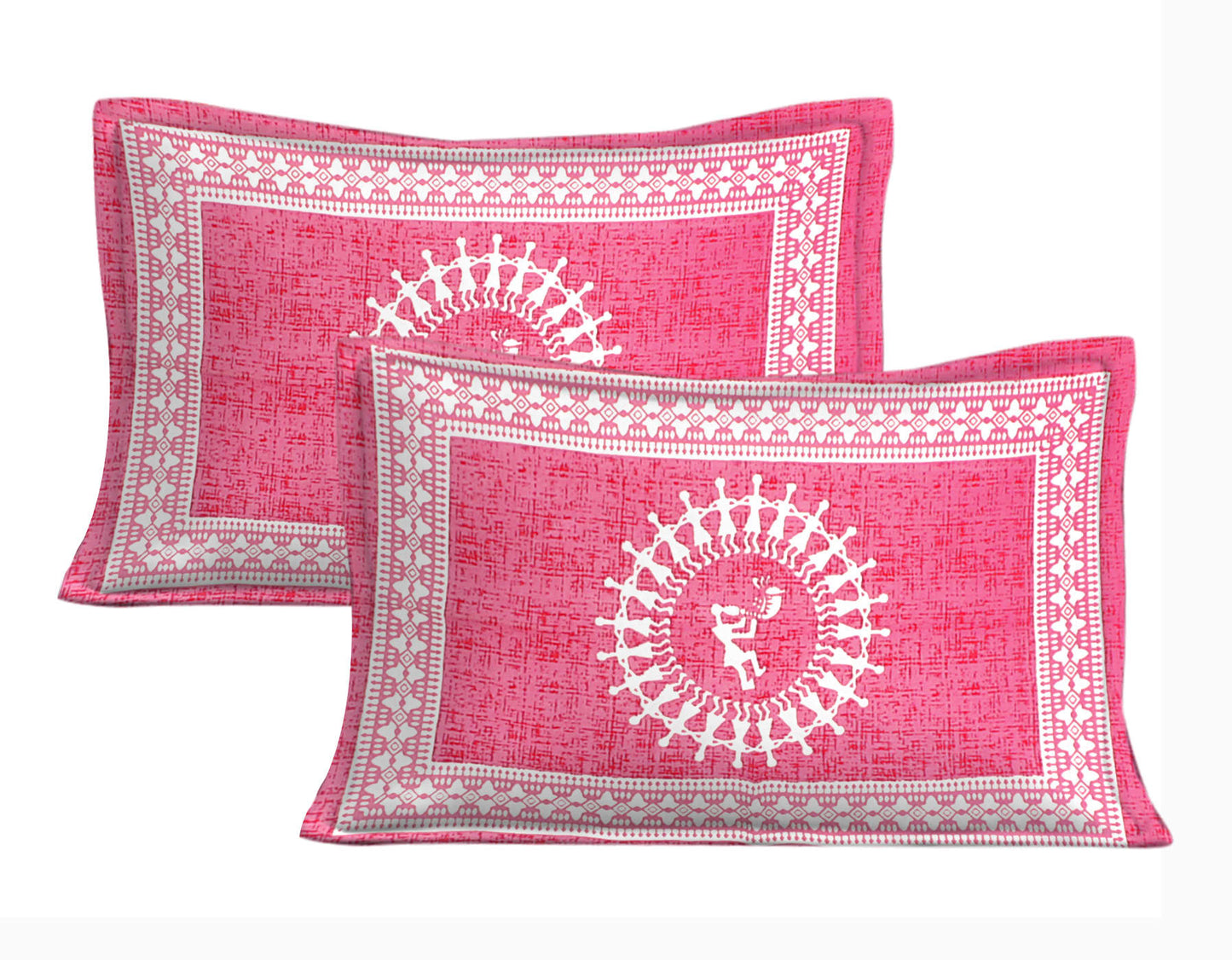 1 Cotton Double Printed Flat Bedsheet (Pack of 1, Pink)