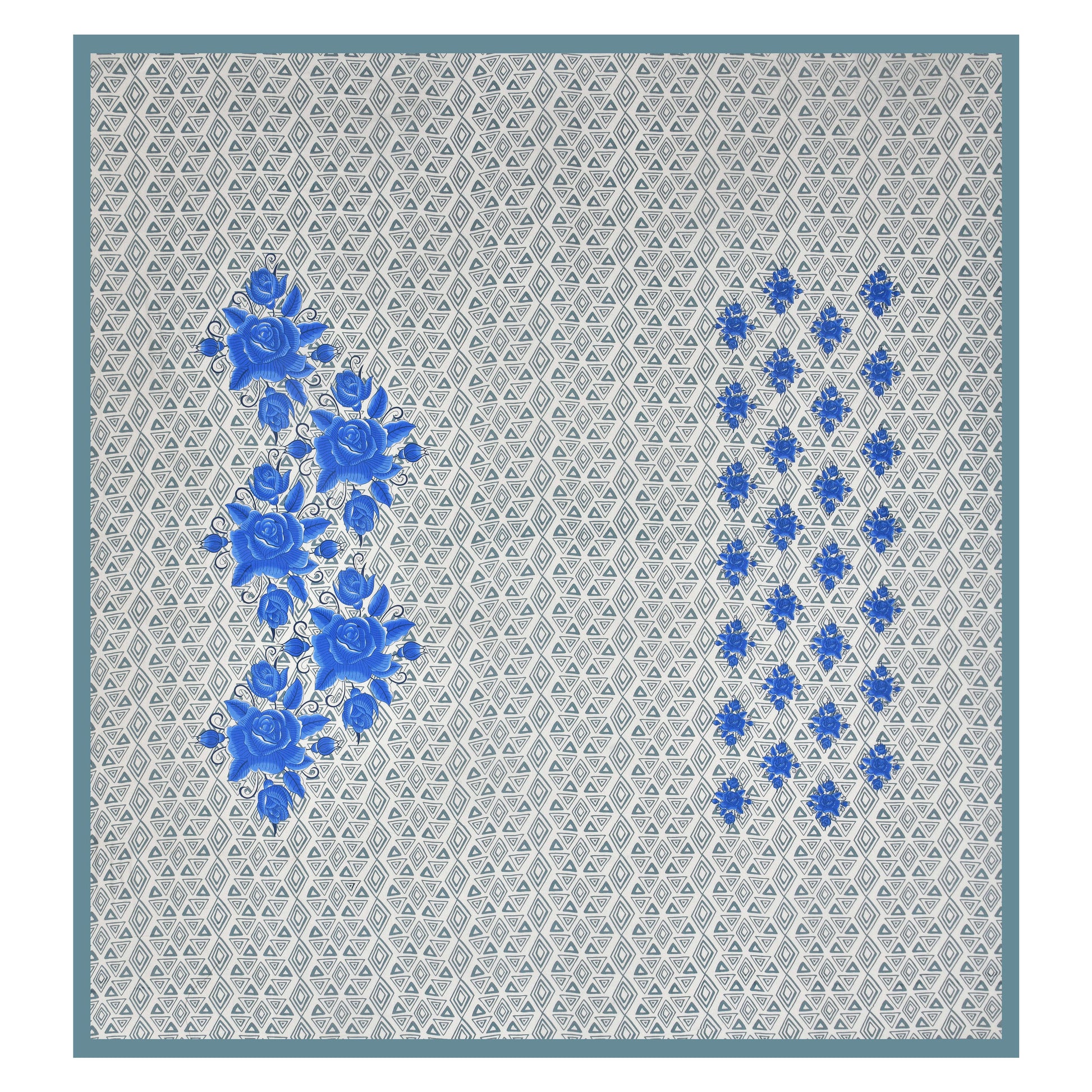Floral Print Cotton Double Bed Sheet   (Blue)