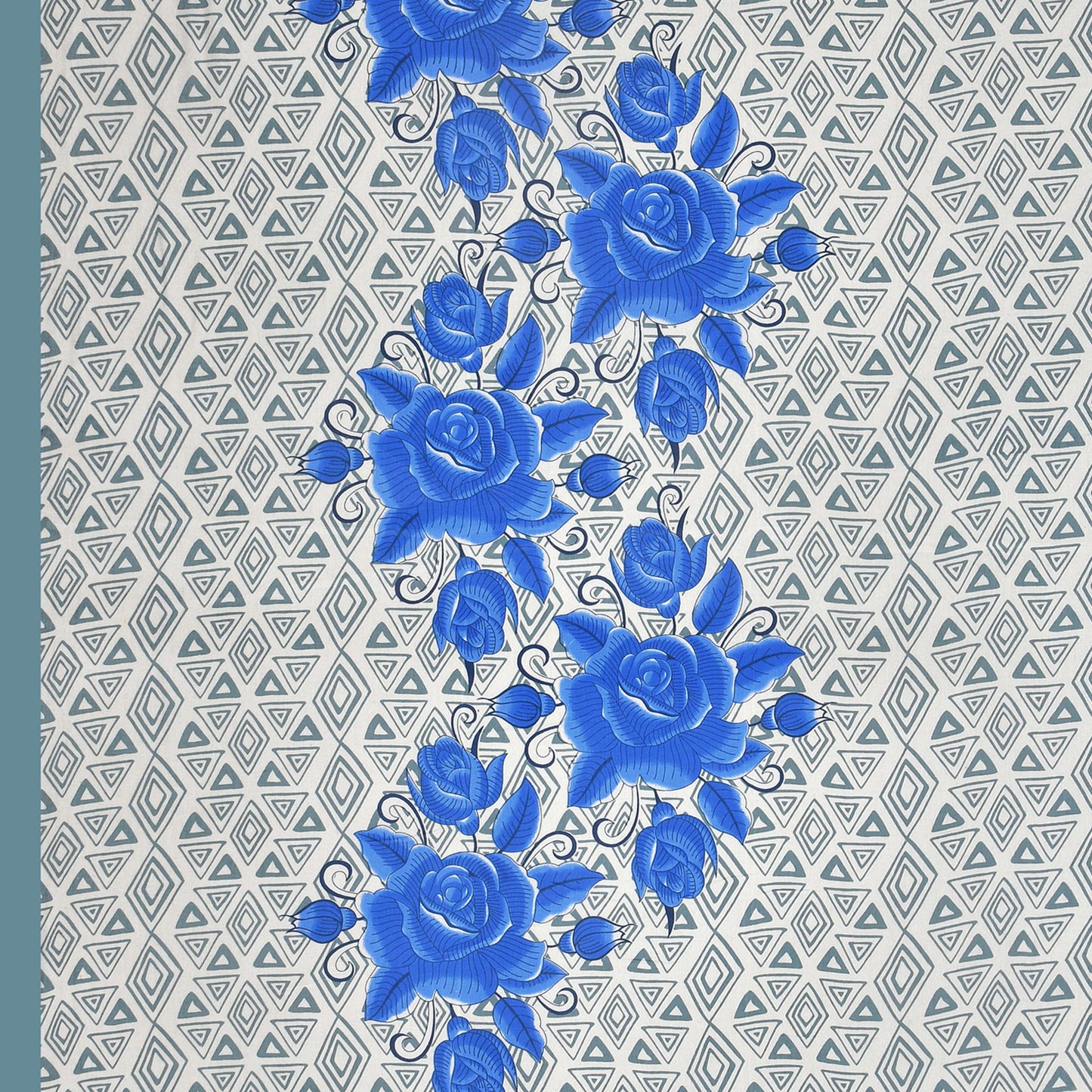 Floral Print Cotton Double Bed Sheet   (Blue)