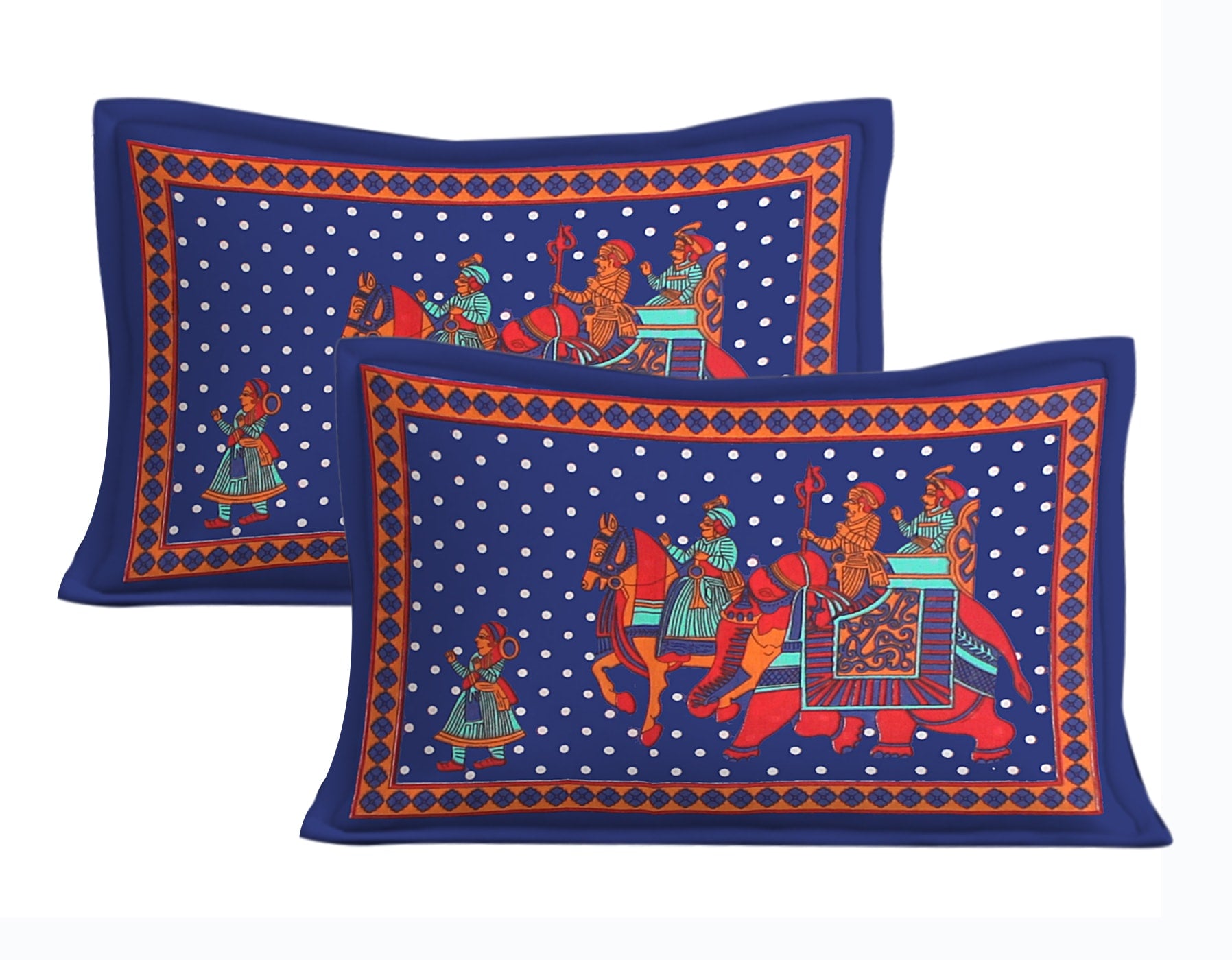 Jaipuri Prints Cotton Double Bedsheet (Blue)