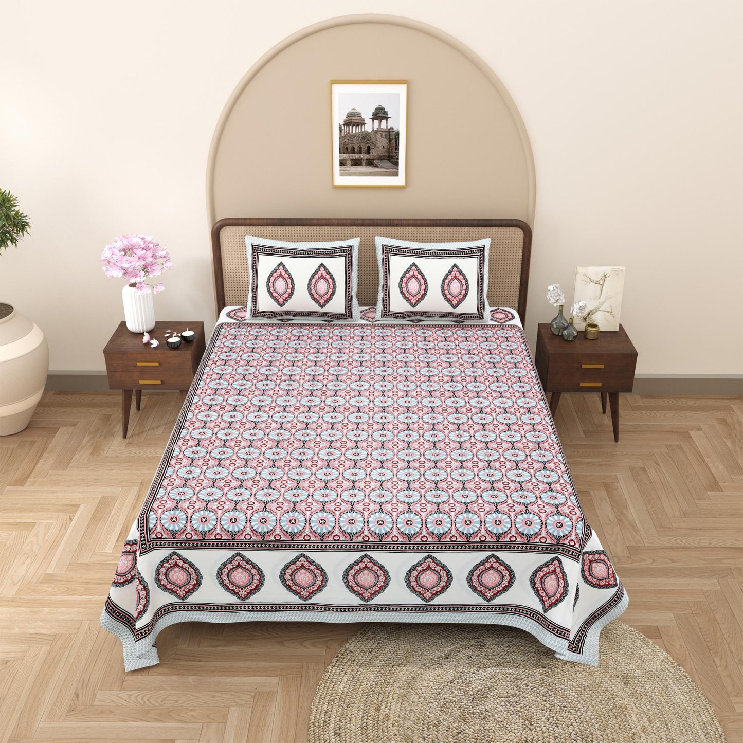 Rajasthan Royal Super Fine Cotton Block Print King Size Bedsheet
