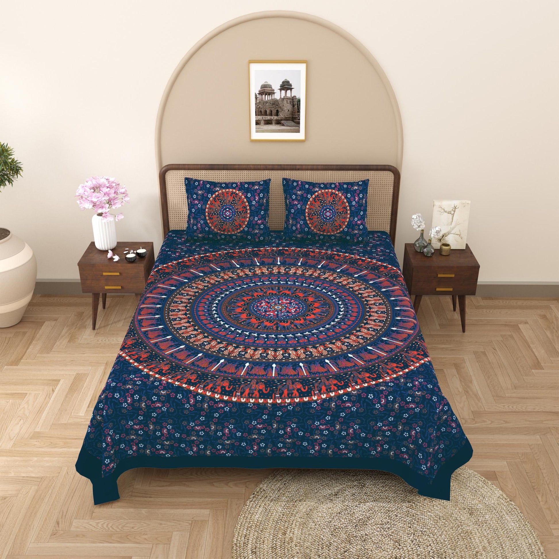 Rajasthan Royal Super Fine Cotton Block Print King Size Bedsheet