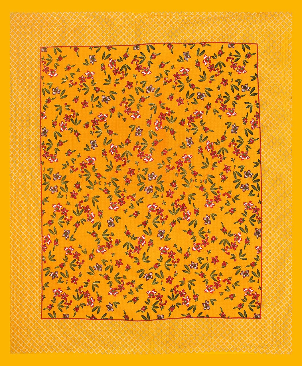 100% Cotton Floral Double Bedsheet (Yellow)
